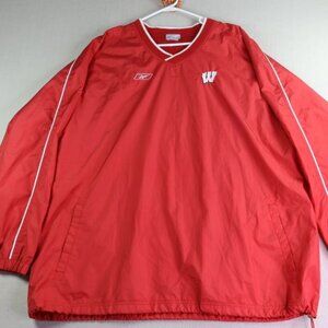 Vintage Reebok University of Wisconsin Windbreaker Mens 3XL Red Pullover Shirt